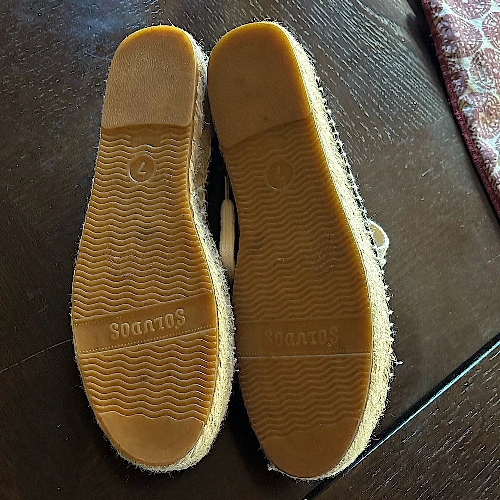 Soludos Leather Espadrille Sneakers Black Size 7 NWT